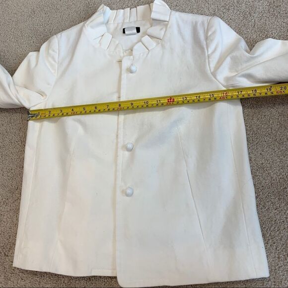 J.CREW white cavas atelier swing jacket ruffle collar Sz 2 - Picture 10 of 12